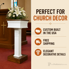 Fluted Pedestal Wood Flower Stand (PS-8400) Flower Stand NO 8400F Light Oak 35 - thePodiumsStore
