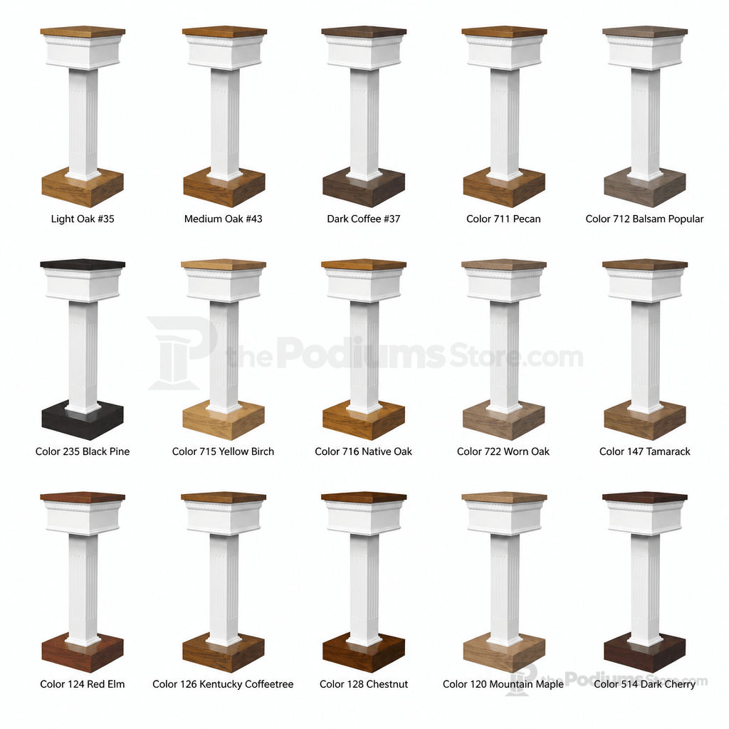 Fluted Pedestal Wood Flower Stand (PS-8400) Flower Stand NO 8400F Light Oak 35 - thePodiumsStore