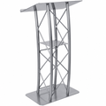 4-Post Curved Metal Truss Lectern — Silver Metal Truss Lectern LCTTACSL - thePodiumsStore
