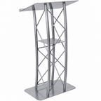 4-Post Curved Metal Truss Lectern — Silver Metal Truss Lectern LCTTACSL - thePodiumsStore