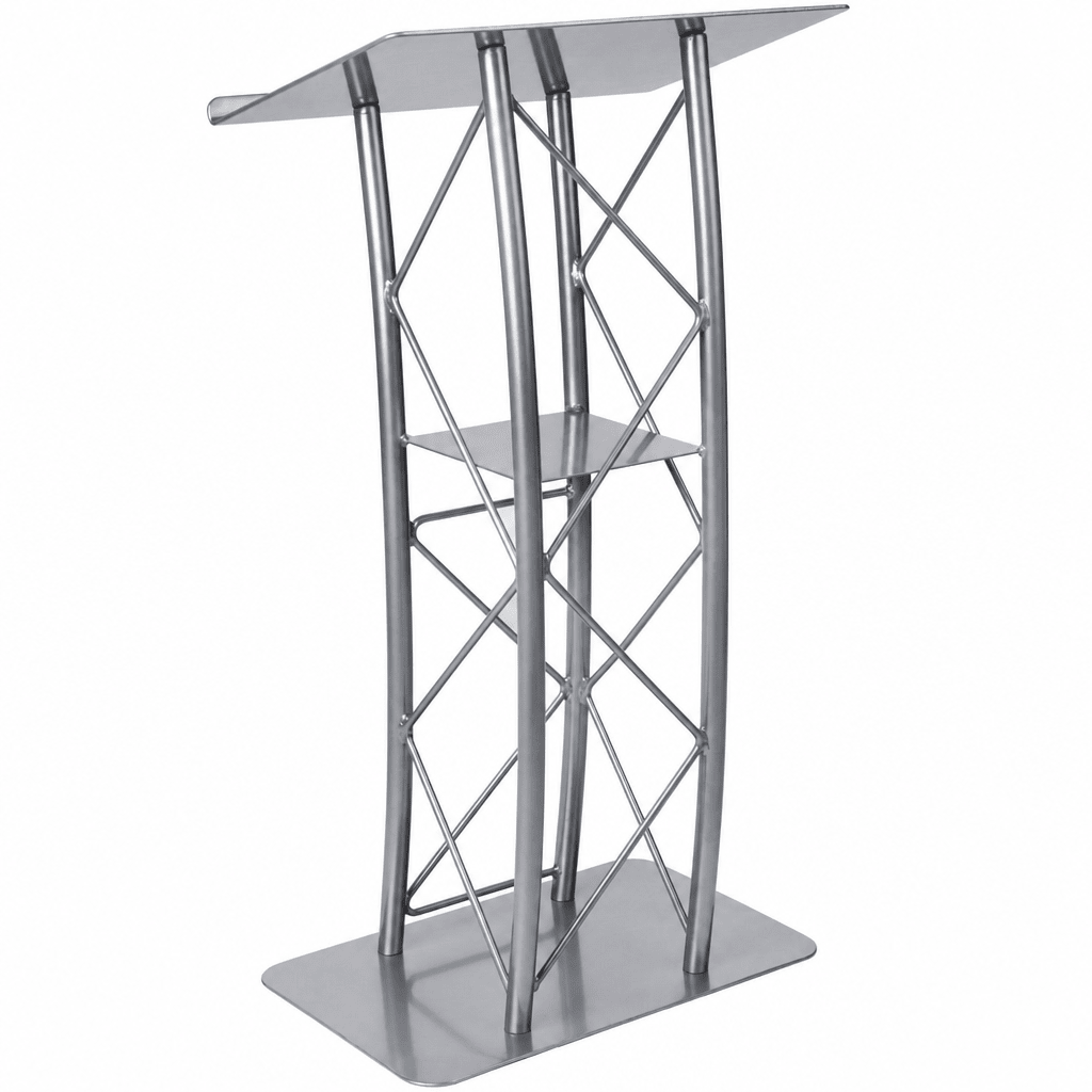 4-Post Curved Metal Truss Lectern — Silver Metal Truss Lectern LCTTACSL - thePodiumsStore