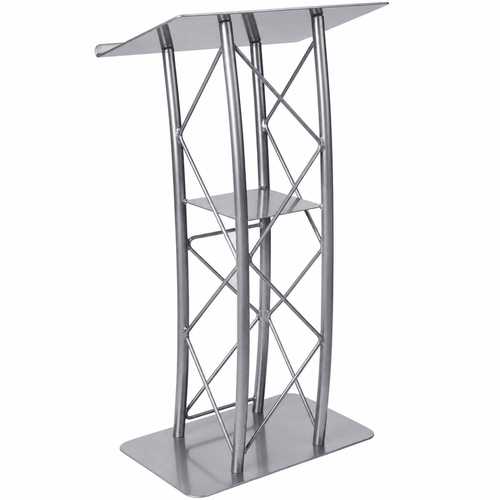 4-Post Curved Metal Truss Lectern — Silver Metal Truss Lectern LCTTACSL - thePodiumsStore