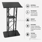 4-Post Straight Metal Truss Lectern — Black Metal Truss Lectern LCT4PSTPBK - thePodiumsStore