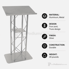 4-Post Straight Metal Truss Lectern — Silver Metal Truss Lectern LCT4PSTPSL - thePodiumsStore