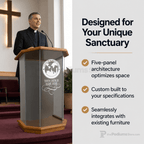 5-Panel Glass Church Pulpit (PS-NC26) Glass Pulpit NC26 Black Lacquer - thePodiumsStore