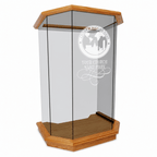 5-Panel Glass Church Pulpit (PS-NC26) Glass Pulpit NC26 Black Lacquer - thePodiumsStore