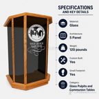 5-Panel Glass Church Pulpit (PS-NC26) Glass Pulpit NC26 Black Lacquer - thePodiumsStore