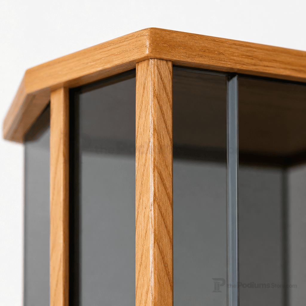 5-Panel Glass Church Pulpit (PS-NC26) Glass Pulpit NC26 Black Lacquer - thePodiumsStore
