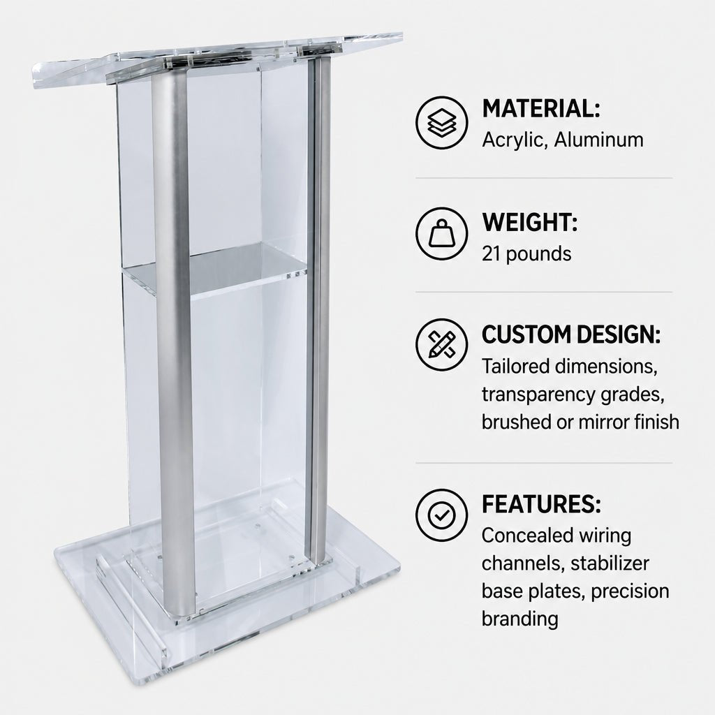 Acrylic & Aluminum Podium (PS-KL2A) Acrylic & Aluminum Podium KL2A - thePodiumsStore