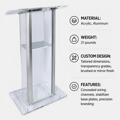 Acrylic & Aluminum Podium (PS-KL2A) Acrylic & Aluminum Podium KL2A - thePodiumsStore