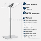 Acrylic Podium with Aluminum Stand — Silver Acrylic & Aluminum Podium CLRLECBNDS Silver - thePodiumsStore