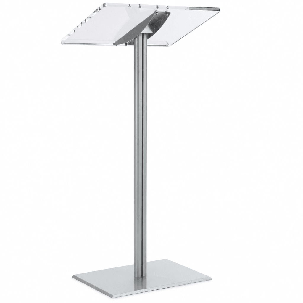 Acrylic Podium with Aluminum Stand — Silver Acrylic & Aluminum Podium CLRLECBNDS Silver - thePodiumsStore