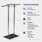 Acrylic-Top Podium with Steel Poles Acrylic & Aluminum Podium LECTBLK2PL Black - thePodiumsStore