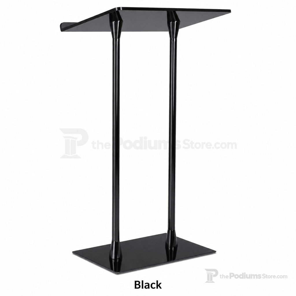 Acrylic-Top Podium with Steel Poles Acrylic & Aluminum Podium LECTBLK2PL Black - thePodiumsStore