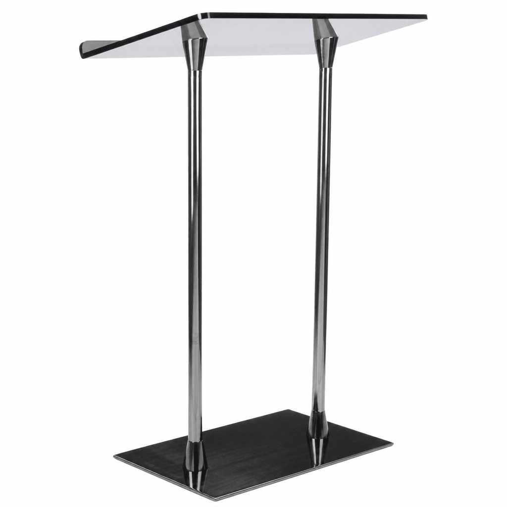 Acrylic-Top Podium with Steel Poles Acrylic & Aluminum Podium LECTBLK2PL Black - thePodiumsStore