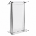 AlumAcrylic Acrylic & Aluminum Podium (PS-SN3080) Acrylic & Aluminum Podium LECTALAC Clear Acrylic w/Silver Aluminum Sides - thePodiumsStore