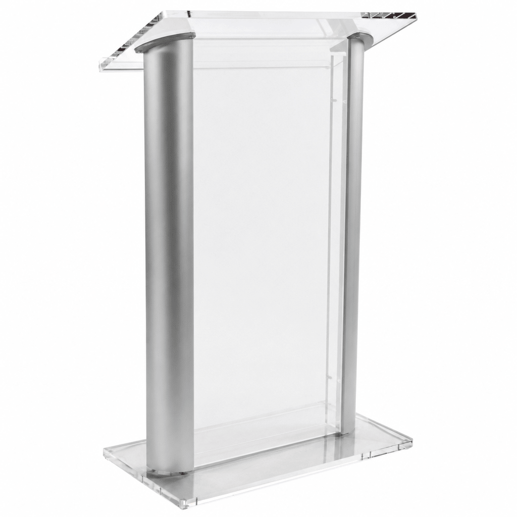 AlumAcrylic Acrylic & Aluminum Podium (PS-SN3080) Acrylic & Aluminum Podium LECTALAC Clear Acrylic w/Silver Aluminum Sides - thePodiumsStore