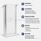 AlumAcrylic Acrylic & Aluminum Podium (PS-SN3080) Acrylic & Aluminum Podium LECTALAC Clear Acrylic w/Silver Aluminum Sides - thePodiumsStore