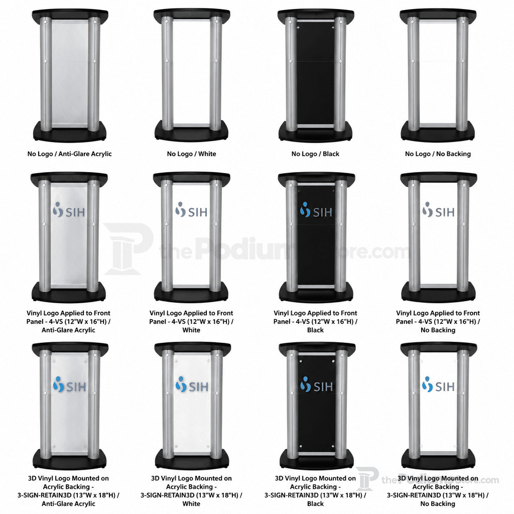 Aluminum Lectern — Contemporary (PS-CS1) Aluminum Lectern 1ALCS1 No Logo Anti-Glare Acrylic - thePodiumsStore