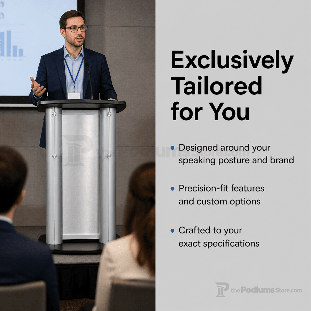 Aluminum Lectern — Contemporary (PS-CS1) Aluminum Lectern 1ALCS1 No Logo Anti-Glare Acrylic - thePodiumsStore