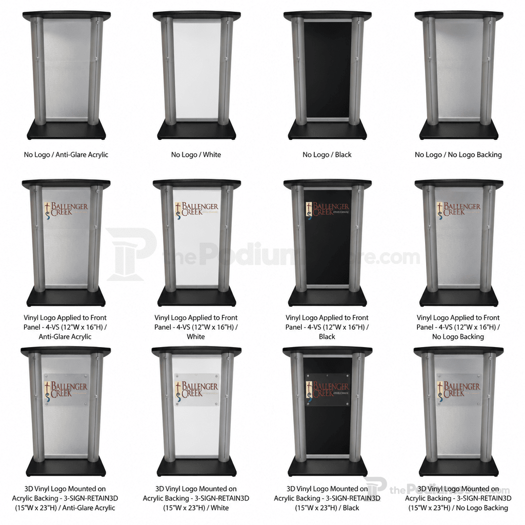 Aluminum Lectern — Contemporary (PS-CS2) Aluminum Lectern 1ALCS2 No Logo Anti-Glare Acrylic - thePodiumsStore