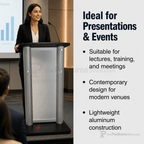 Aluminum Lectern — Contemporary (PS-CS2) Aluminum Lectern 1ALCS2 No Logo Anti-Glare Acrylic - thePodiumsStore