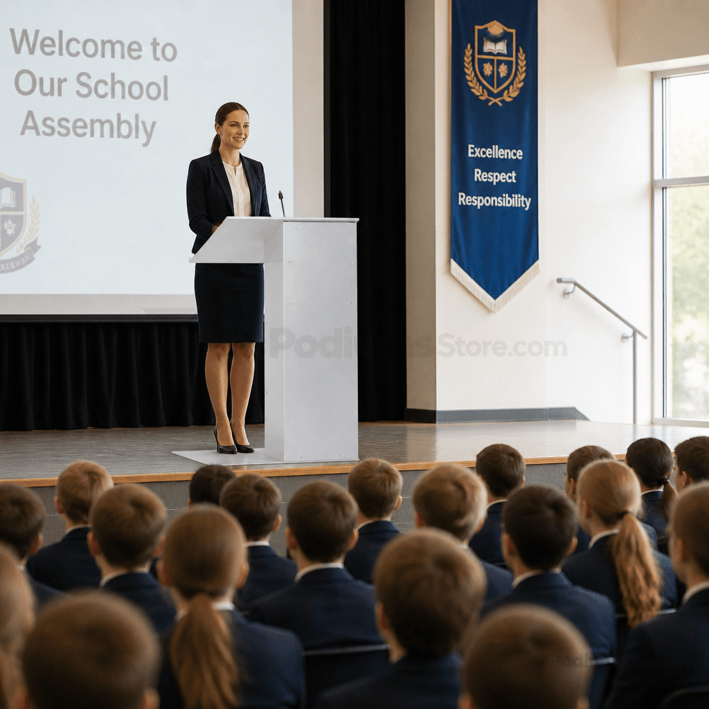 Aluminum Lectern — Contemporary (PS-K-1) Aluminum Lectern K1-V22 No Reading Light - thePodiumsStore