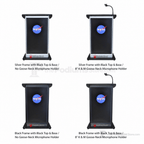 Aluminum Lectern with LCD Digital Display (PS-H2W) LCD Display Lectern 1AL-DIG-H2W Silver Frame with Black Top & Base No Goose-Neck Microphone Holder - thePodiumsStore