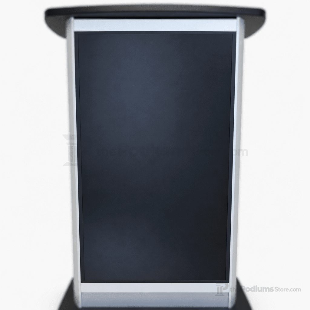 Aluminum Lectern with LCD Digital Display (PS-H2W) LCD Display Lectern 1AL-DIG-H2W Silver Frame with Black Top & Base No Goose-Neck Microphone Holder - thePodiumsStore