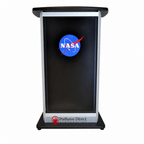 Aluminum Lectern with LCD Digital Display (PS-H2W) LCD Display Lectern 1AL-DIG-H2W Silver Frame with Black Top & Base No Goose-Neck Microphone Holder - thePodiumsStore