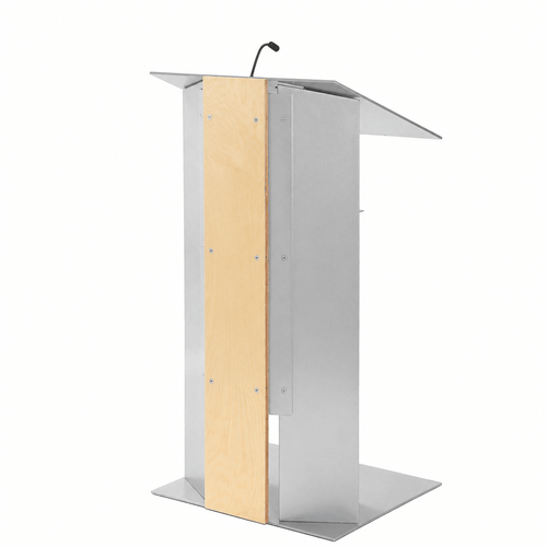 Aluminum & Wood Lectern — Contemporary (PS-K-6) Aluminum Lectern K6-V22 Maple w/Aluminum No Reading Light No Holder - thePodiumsStore