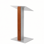 Aluminum & Wood Lectern — Contemporary (PS-Y-5) Aluminum Lectern Y5T4-V22 No Dust Cover No Dolly Unfinished - thePodiumsStore