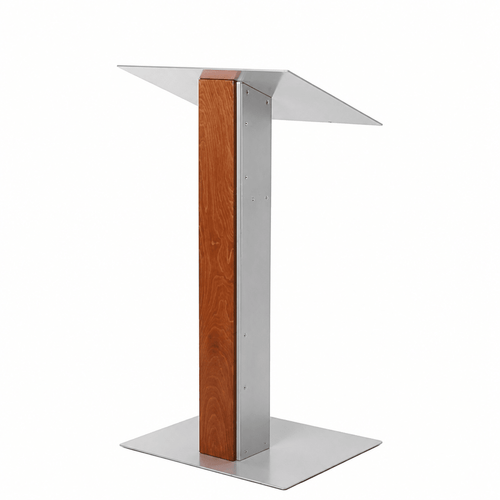 Aluminum & Wood Lectern — Contemporary (PS-Y-5) Aluminum Lectern Y5T4-V22 No Dust Cover No Dolly Unfinished - thePodiumsStore