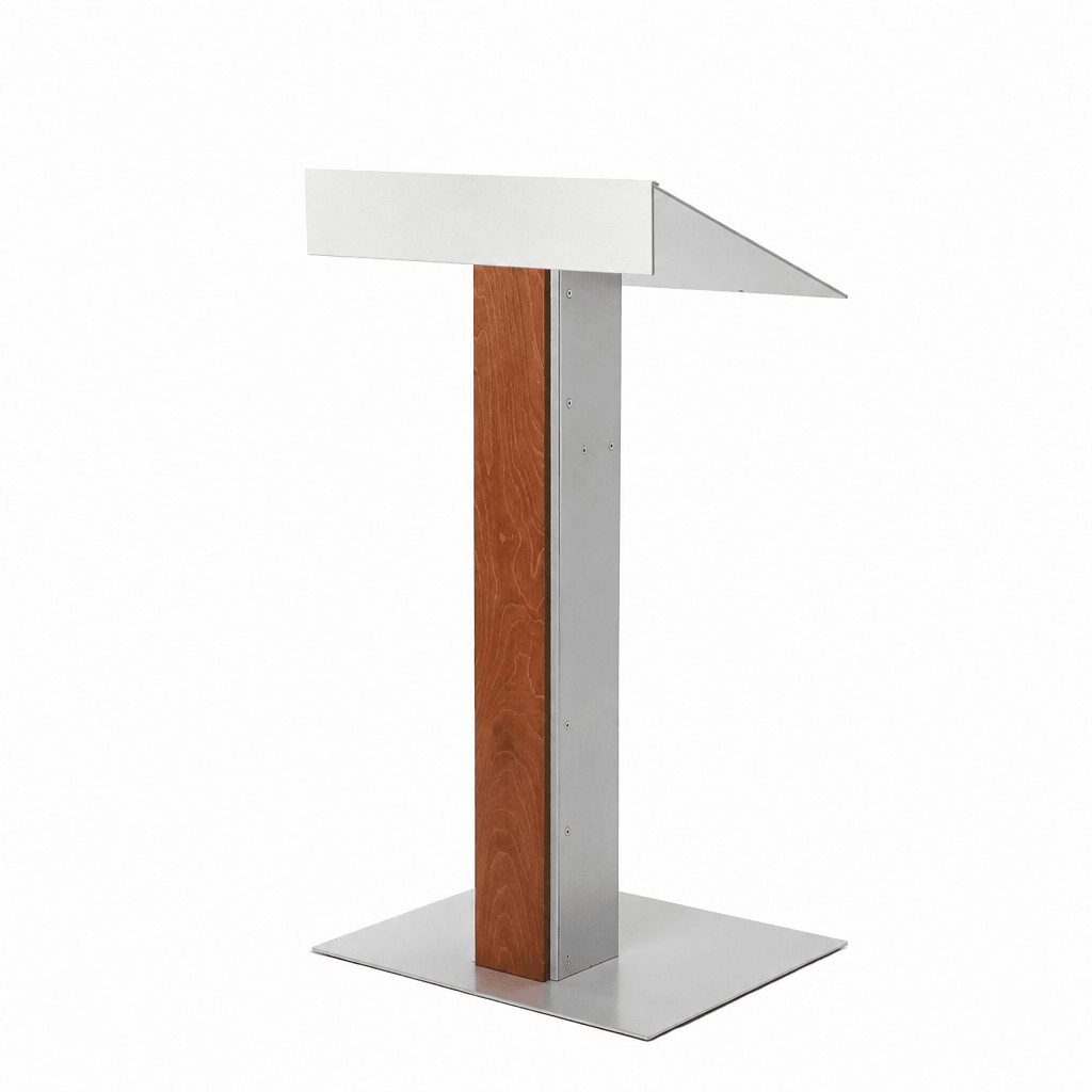 Aluminum & Wood Lectern — Contemporary (PS-Y-55) Aluminum Lectern Y55T4-V22 No Dust Cover No Dolly Unfinished - thePodiumsStore