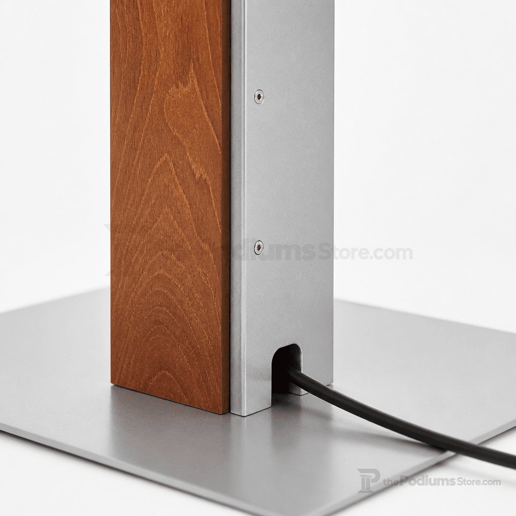 Aluminum & Wood Lectern — Contemporary (PS-Y-55) Aluminum Lectern Y55T4-V22 No Dust Cover No Dolly Unfinished - thePodiumsStore