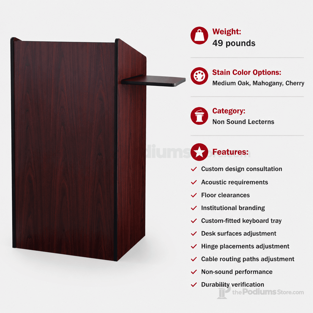 Aristocrat Lectern with Keyboard Tray (PS-600) Non-Sound Lectern 600-MO Medium Oak - thePodiumsStore