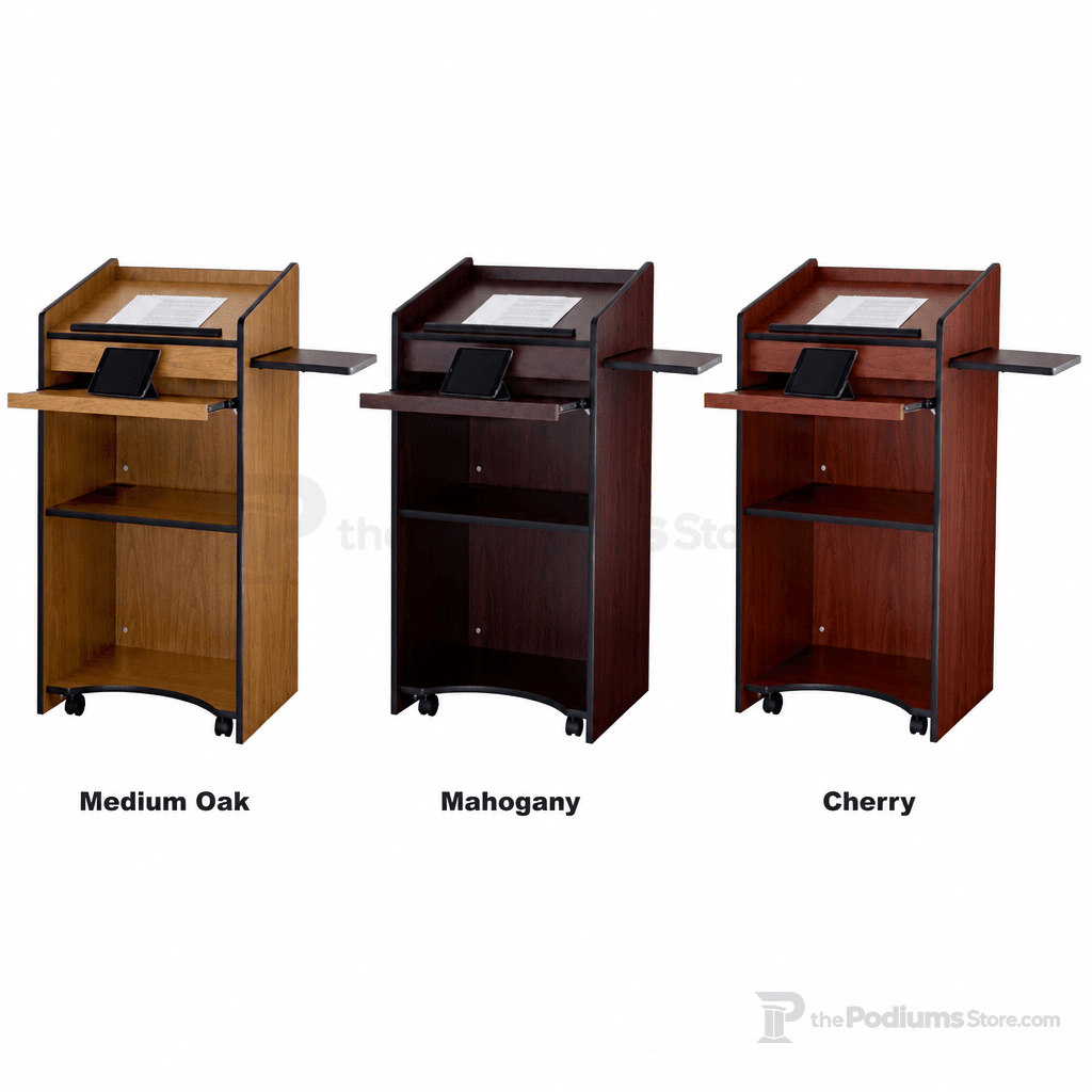 Aristocrat Lectern with Keyboard Tray (PS-600) Non-Sound Lectern 600-MO Medium Oak - thePodiumsStore