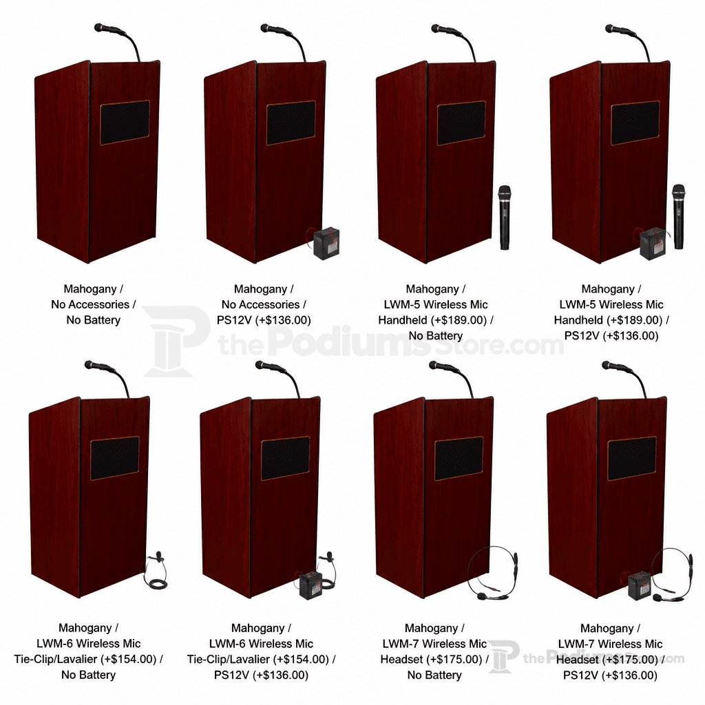 Aristocrat Sound Lectern (PS-6010) Sound Lectern 6010 Mahogany No Accessories No Battery - thePodiumsStore