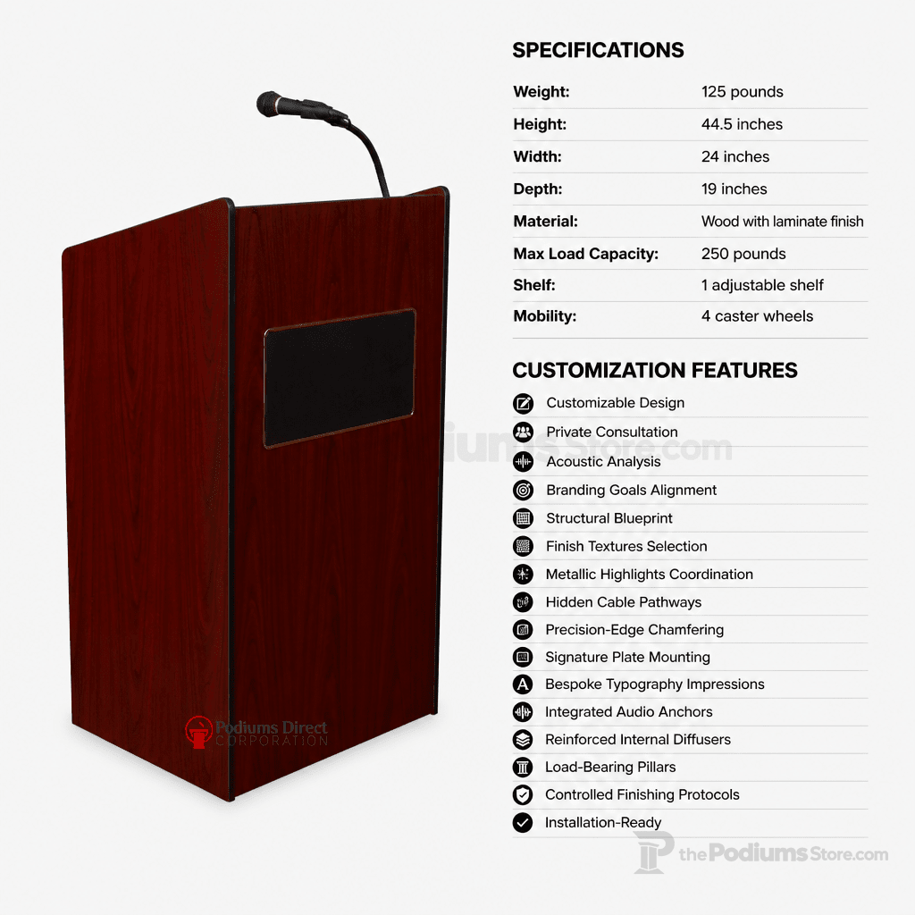 Aristocrat Sound Lectern (PS-6010) Sound Lectern 6010 Mahogany No Accessories No Battery - thePodiumsStore