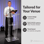 C-Design Acrylic Lectern — Clear, Frosted or Smoked Acrylic Lectern KLCSTYLE Clear - thePodiumsStore