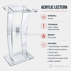 C-Design Acrylic Lectern — Clear, Frosted or Smoked Acrylic Lectern KLCSTYLE Clear - thePodiumsStore