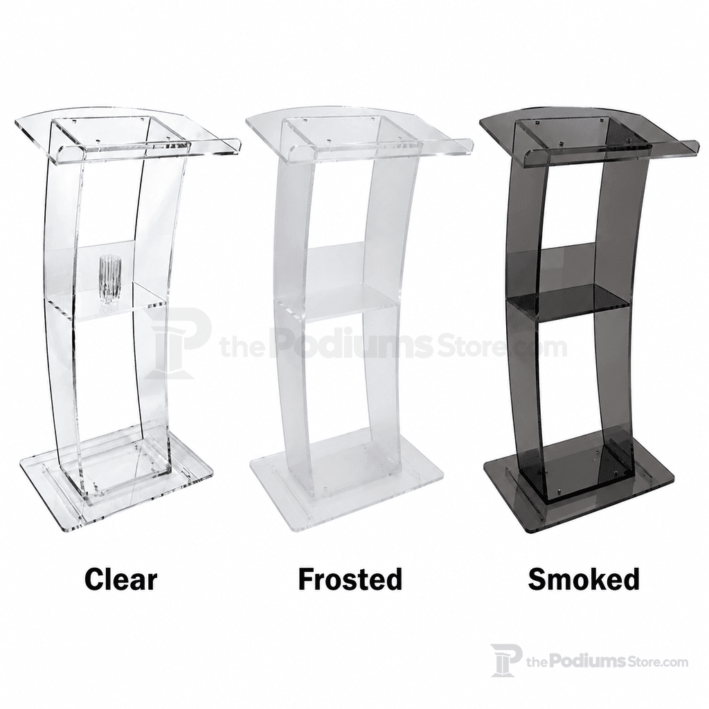 C-Design Acrylic Lectern — Clear, Frosted or Smoked Acrylic Lectern KLCSTYLE Clear - thePodiumsStore
