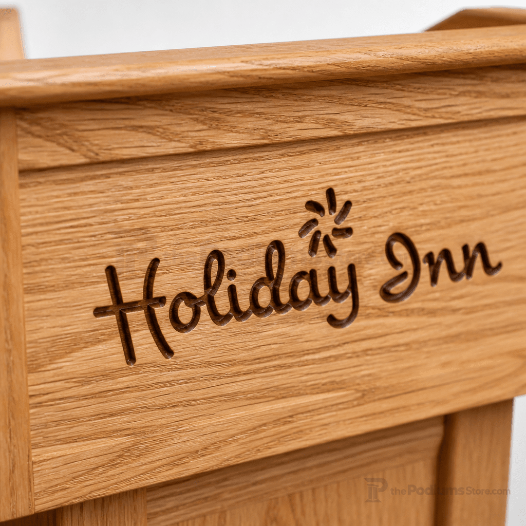 Celebrity Solid Hardwood Lectern Hardwood Lectern PDCEL Light Oak 35 No Logo - thePodiumsStore