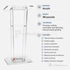 Clear Acrylic Lectern with Open Back & Shelf Acrylic Lectern LECTFACVFC - thePodiumsStore