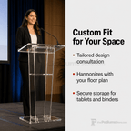 Clear Acrylic Lectern with Open Back & Shelf Acrylic Lectern LECTFACVFC - thePodiumsStore