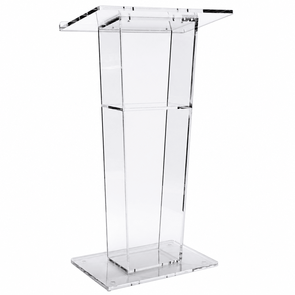 Clear Acrylic Lectern with Open Back & Shelf Acrylic Lectern LECTFACVFC - thePodiumsStore