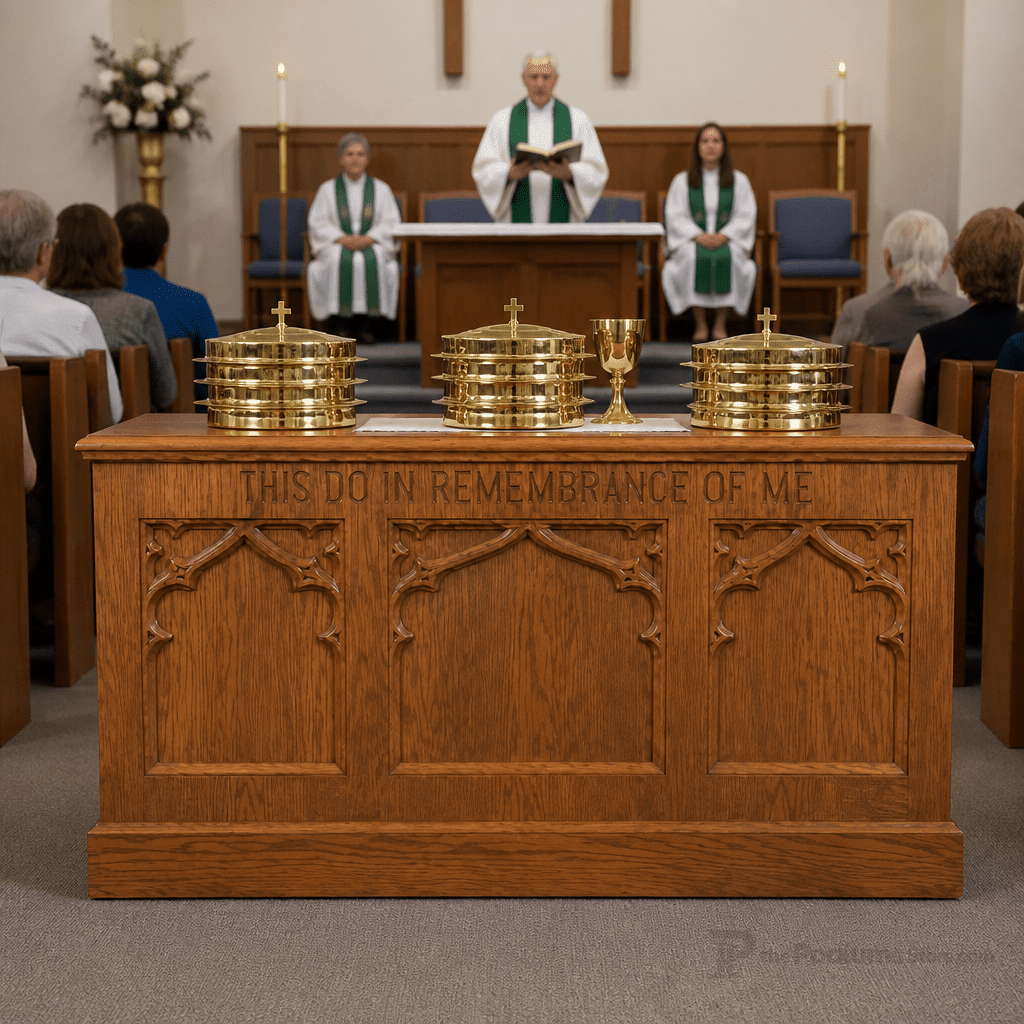 Closed-Style Wood Communion Table (PS-200) Communion Table NO 200 Light Oak 35 - thePodiumsStore