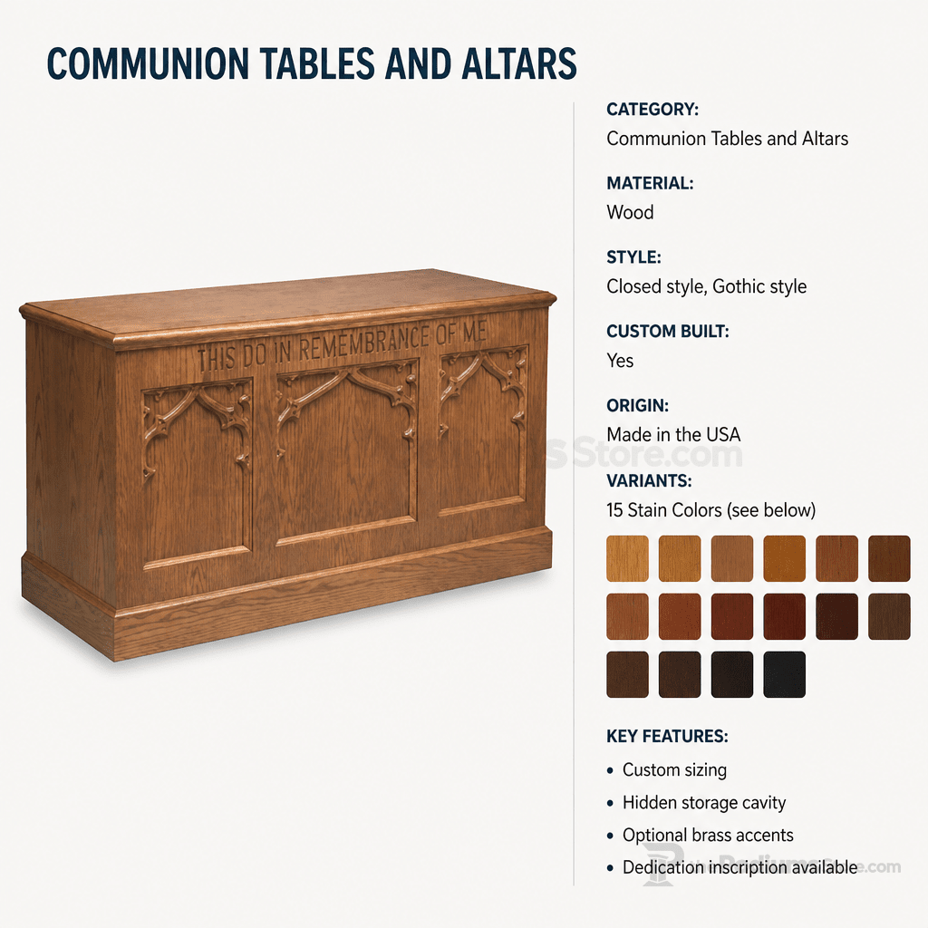Closed-Style Wood Communion Table (PS-200) Communion Table NO 200 Light Oak 35 - thePodiumsStore