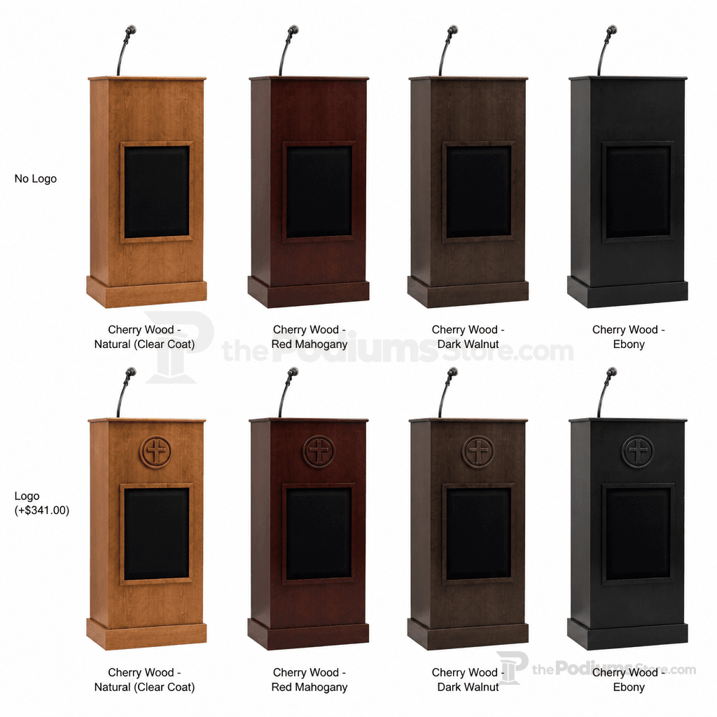 Collegiate Evolution Solid Hardwood Lectern (PS-CPD677-EV) Hardwood Lectern CPD677-EV-C No Logo Cherry Wood - Natural (Clear Coat) - thePodiumsStore