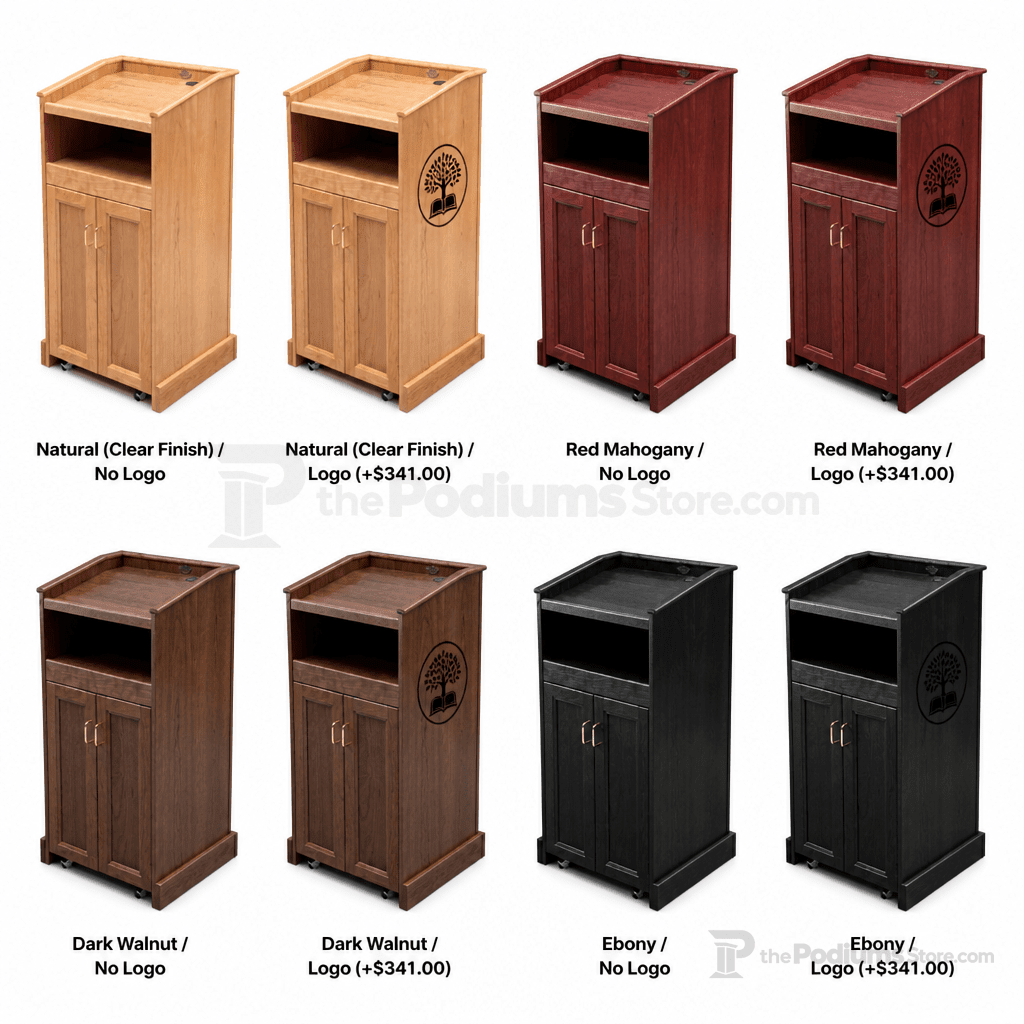Collegiate Solid Hardwood Lectern (PS-CPD677) Hardwood Lectern CPD677-C Natural (Clear Finish) No Logo - thePodiumsStore